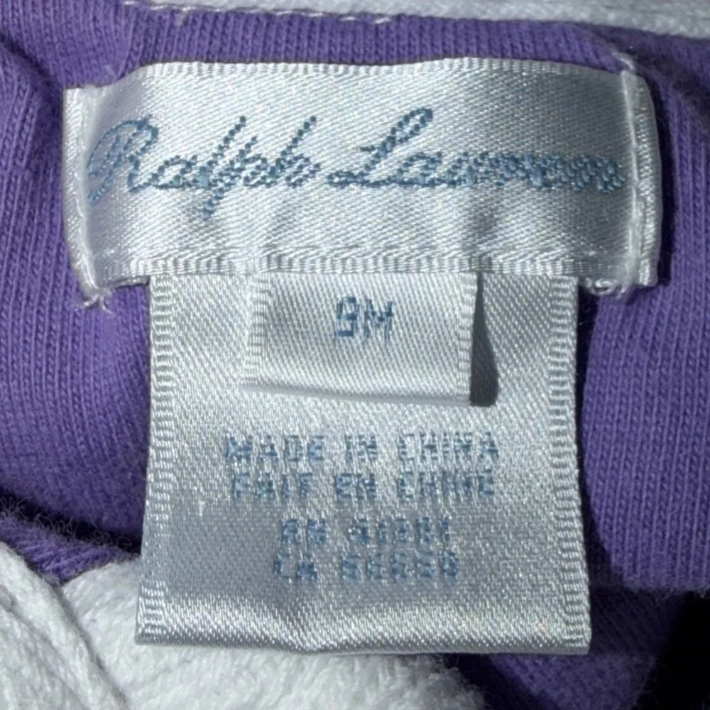 Ralph Lauren Outfit Romper Layette Purple Green Striped One piece Pony Logo 9M